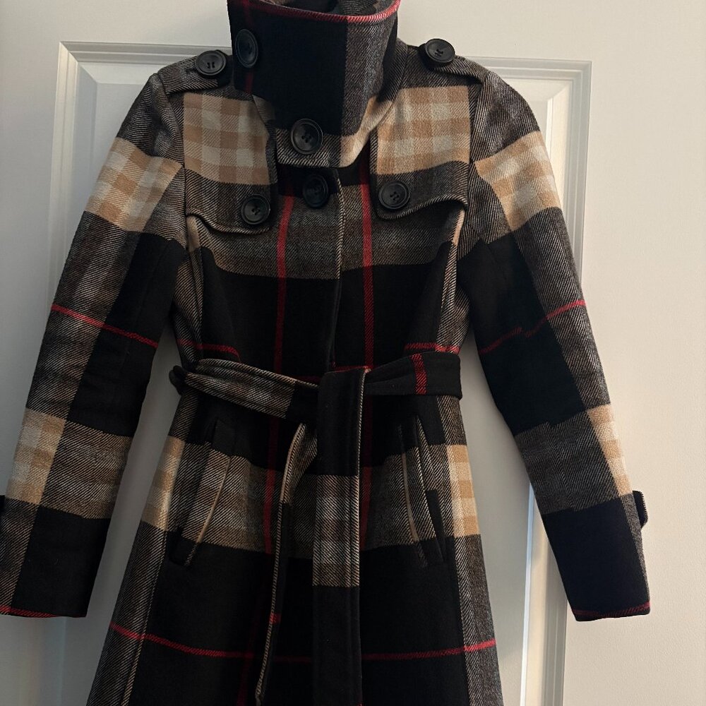 Plaid cashmere wool coat